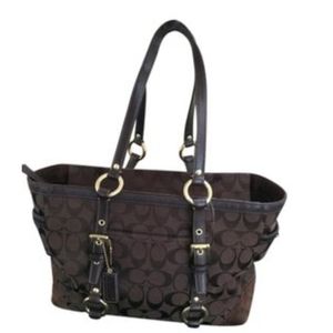 Coach Signature Gallery Tote (Brown Canvas Suede)